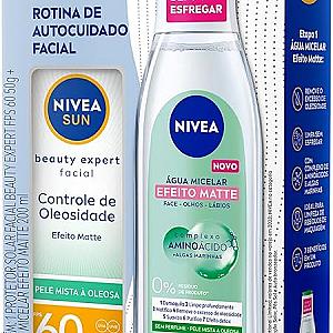 NIVEA KIT SUN FACIAL BEAUTY OLEOSIDADE FPS60 50ML + ÁGUA MICELAR EFEITO MATTE 200ML