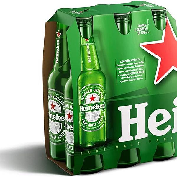 Pack com 6 Cervejas Heineken Long Neck 330ml