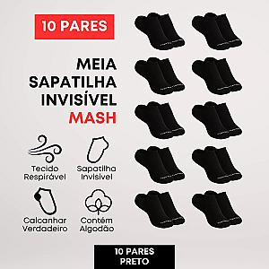 Kit com 10 Pares Meias Invisível Mash