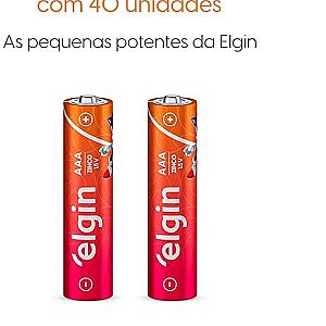Caixa de Pilha AAA com 40 unidades Elgin Palito - Tubo, Zinco