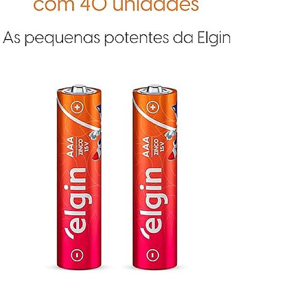Caixa de Pilha AAA com 40 unidades Elgin Palito - Tubo, Zinco