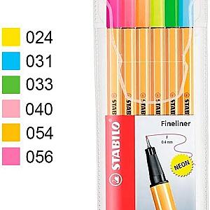 Caneta Ponta Fina – STABILO point 88 – Estojo com 6 unidades – Em 6 cores neon