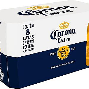 Pack Cerveja Corona Extra Pilsen, Lata, 269ml, Caixa 8 unidades